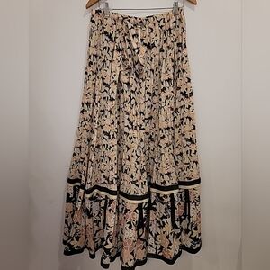 Vintage 1970s‎ Cottagecore Maxi Skirt Pleated Floral Peasant Fiesta Tag